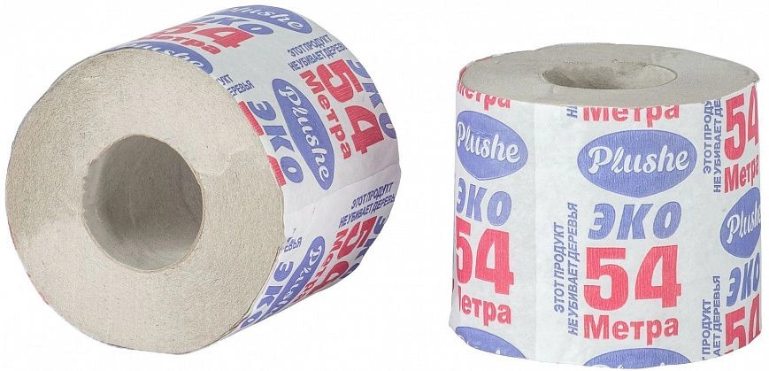 Туалетная бумага 1сл  54м Серая на втулке "Plushe" (30шт) 