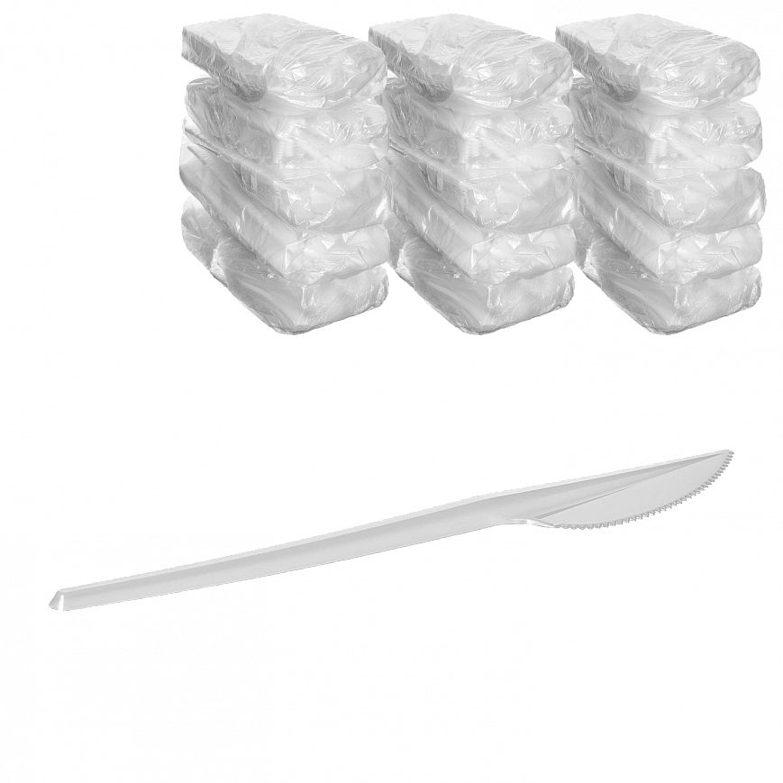 Белый нож пластиковый 100шт (25шт-уп)