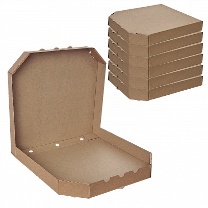 Коробка для пиццы 33х33 - [100шт] крафт / крафт микрогофра