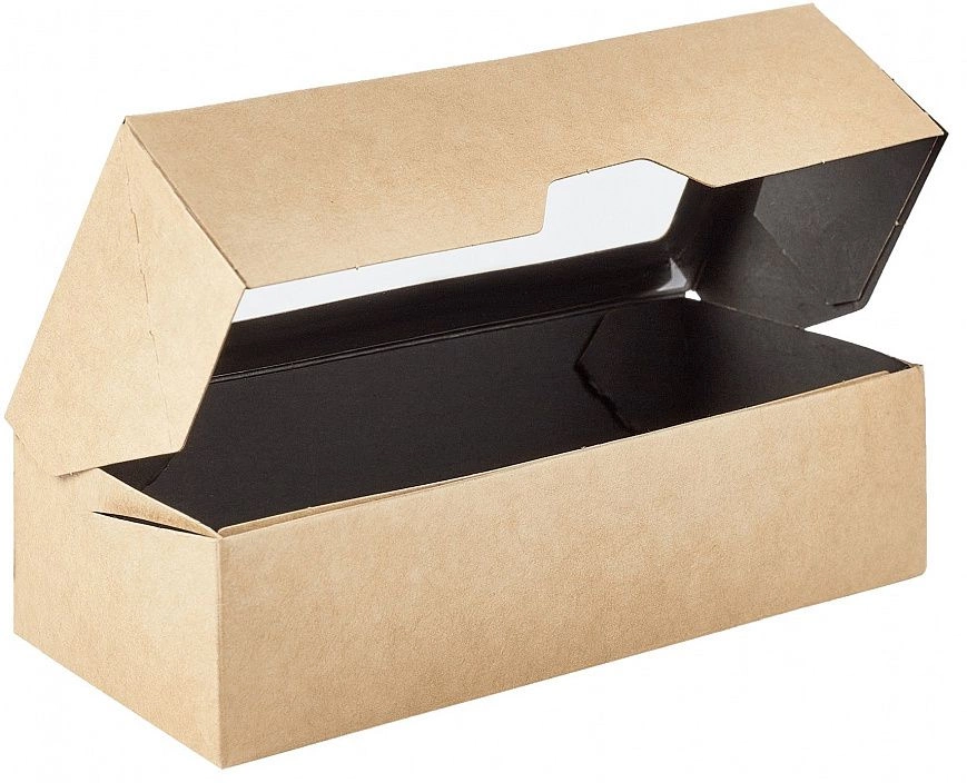 "1Земля" Коробка для еды с окном  500мл /70х170х40мм/ Черный 25шт (14шт-уп)