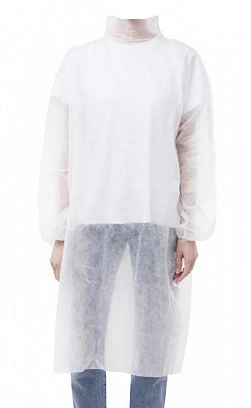 Халат посетителя 15гр - XL белый 5шт липучка рукав-резинке (25уп*кор) 