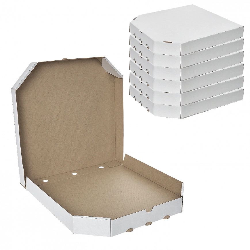 Коробка для пиццы 30х30 - [100шт] белый / крафт микрогофра