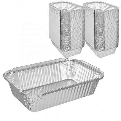 Алюминиевый контейнер  860мл - 100шт | R45 202х137х50 (6уп*кор)  Алюминиевый контейнер  860мл - 100шт | R45 202х137х50 (6уп*кор)