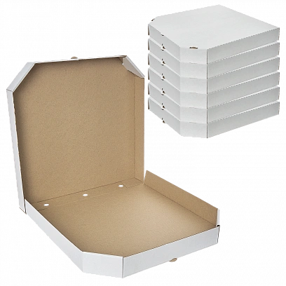 Коробка для пиццы 35х35 - [100шт] белый / крафт микрогофра 