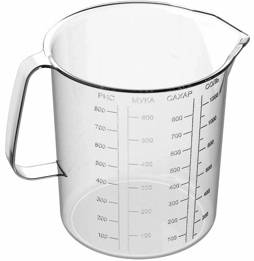 Кружка мерная 1л прозрачная 