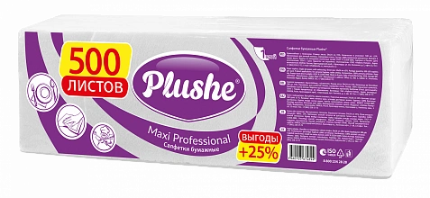 Салфетки 24х24 1сл белые 500л "Plushe" /4шт/