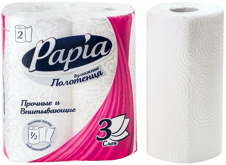 Бумажные полотенца в рулоне  3сл 12м "Papia" (28шт) 5062171