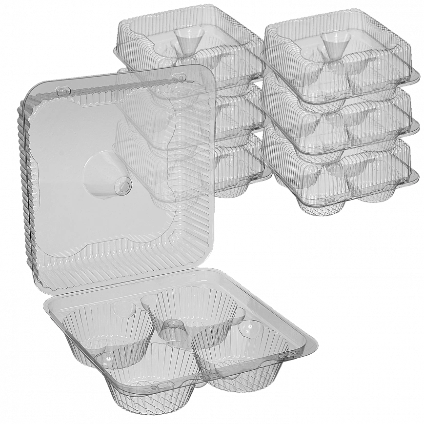 РК-1818/4 Контейнер квадратный с крышкой для пирожных [210шт]  