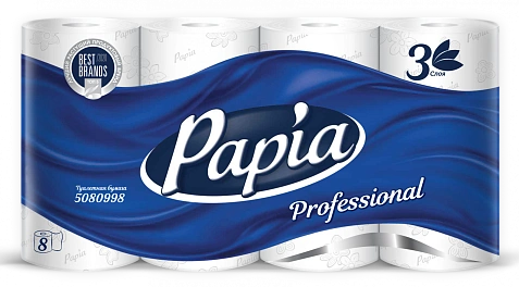 PAPIA Туалетная бумага 3сл 20м - [56шт] ярко-белая 
