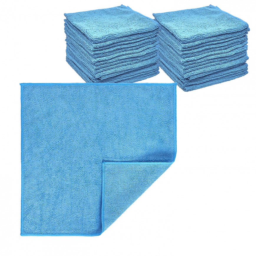 Микрофибра 30х30 - оверлок Голубая 220гр (100шт*кор)