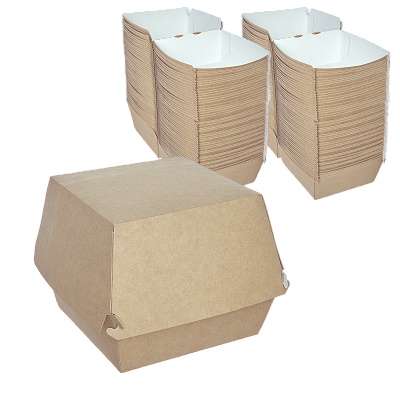 DE Burger коробка для бургера крафт XL - [150шт] 112х112х112