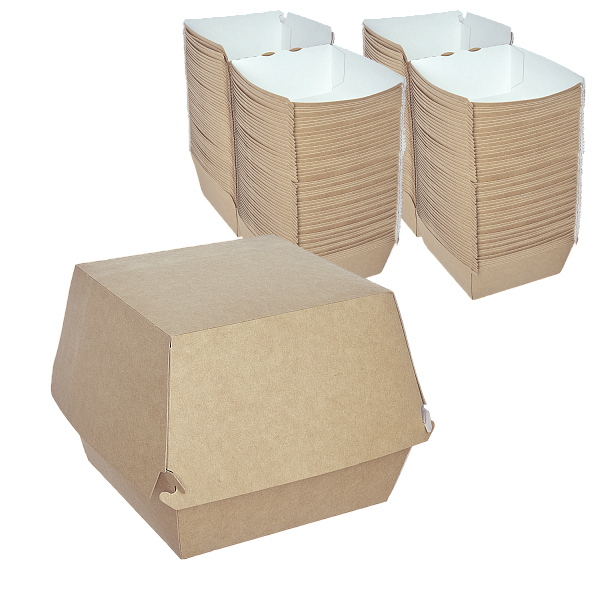 DE Burger коробка для бургера крафт XL - [150шт] 112х112х112