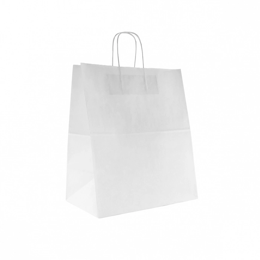 Пакет с крученными ручками белый 320х200х370 - [200шт] бумажный 70гр 