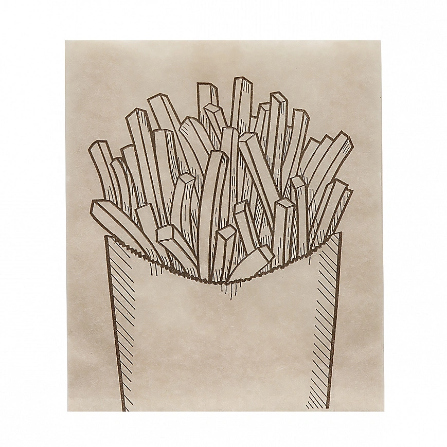 Пакет для картофеля фри крафт 115х100х30 - 100шт жиростойкий (20шт*кор)