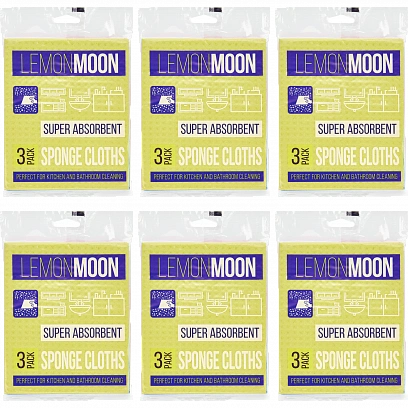 Салфетка губчатая 15х18см "Lemon Moon" 3шт в упак (36уп в кор) 