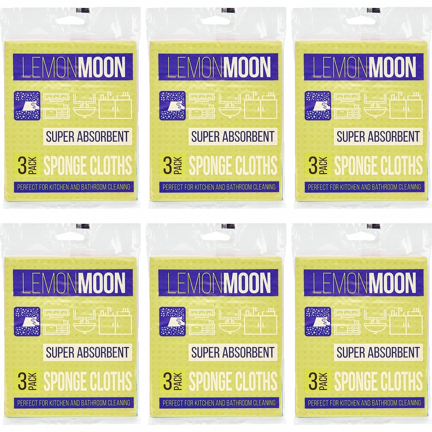 Салфетка губчатая 15х18см "Lemon Moon" 3шт в упак (36уп в кор) 