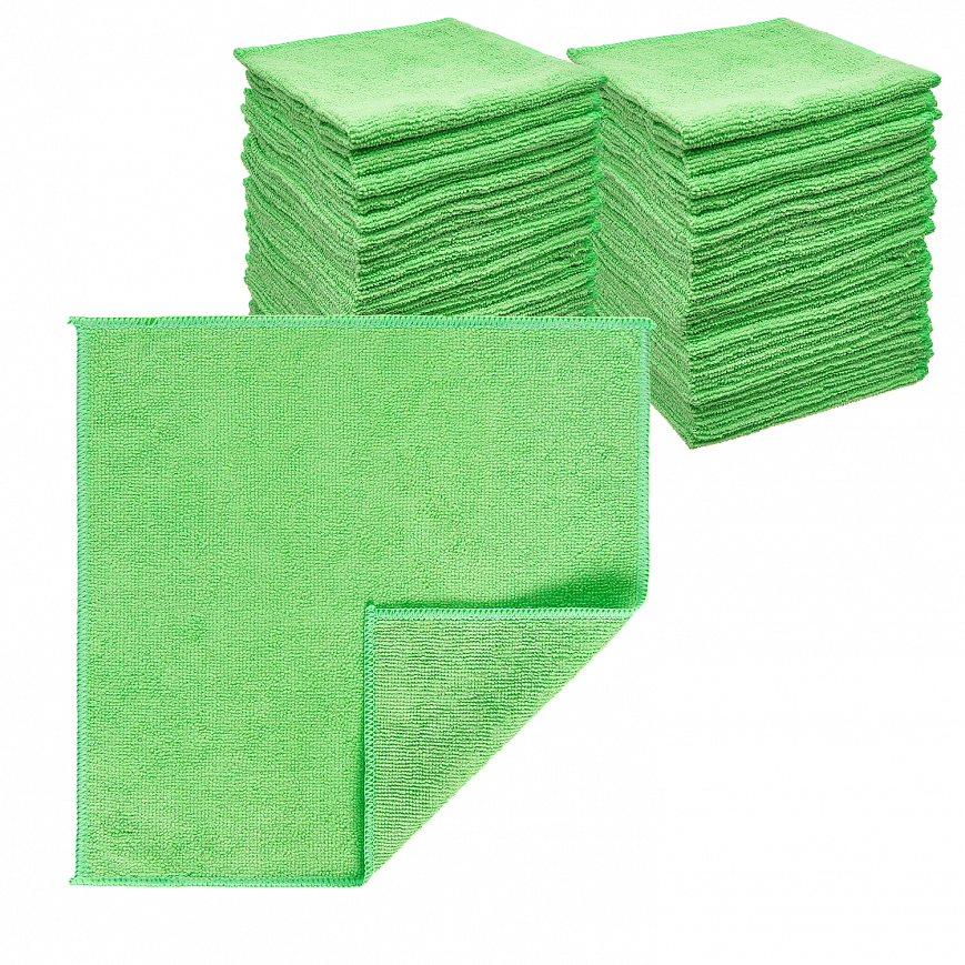 Микрофибра 30х30 - оверлок Зеленая 220гр (100шт*кор)