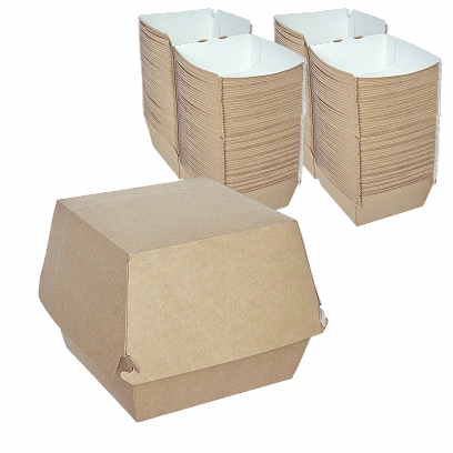 DE Burger коробка для бургера крафт XL - [150шт] 112х112х112