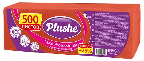 Салфетки 24х24 1сл красные 500л "Plushe" /4шт/