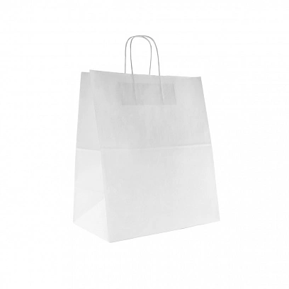 Пакет с крученными ручками белый 320х200х370 - [200шт] бумажный 70гр 