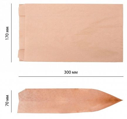 Пакет бумажный без ручек с V-образным дном 170х70х300 "ТП" (2500шт) 12-57-1