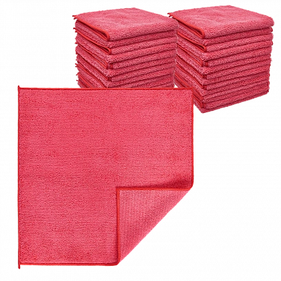 Микрофибра 40х40 - оверлок Красная 280гр (90шт*кор)