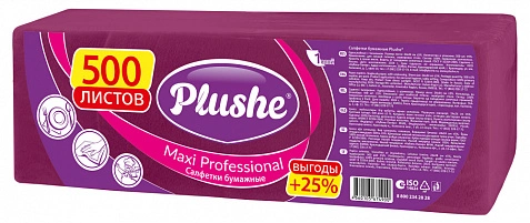 Plushe салфетки 24х24 1сл Бордовые 500л - [4шт] 