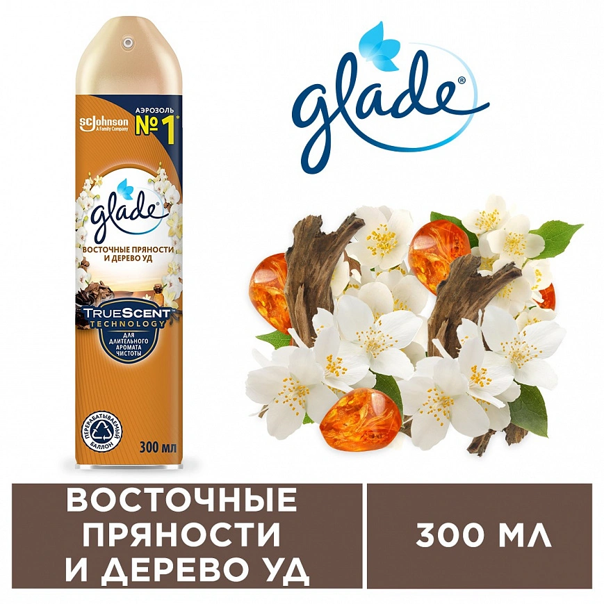 Освежитель воздуха "Glade" 300мл Удовое дерево (12шт в упак)