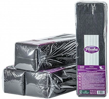 Салфетки 24х24 1сл Черные 400л БигПак "Plushe" (4шт) 