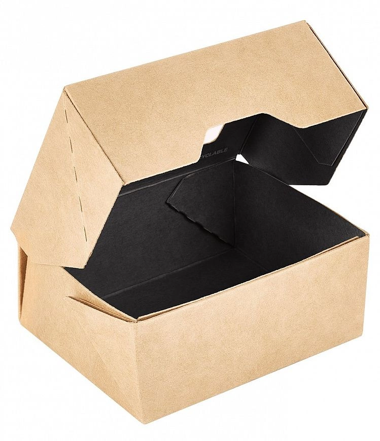 "1Земля" Коробка для еды с окном  350мл /80х100х40мм/ Черный 25шт (24шт-уп)