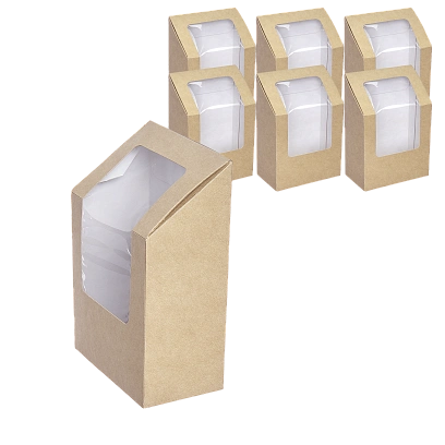 DoECO Контейнер для Шаурмы с окном /90х50х130мм/ Крафт 50шт в упак ECO ROLL (10уп в кор) 