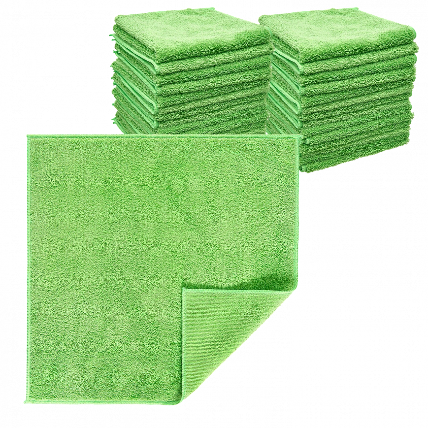 Микрофибра 40х40 - оверлок Зеленая 280гр (90шт*кор)