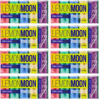 Губка пл.650 ФРЕЗА Желтая EL с Фиолетовом с абразивом /96х64х42/"Lemon Moon" 5шт в упак (72уп в кор)