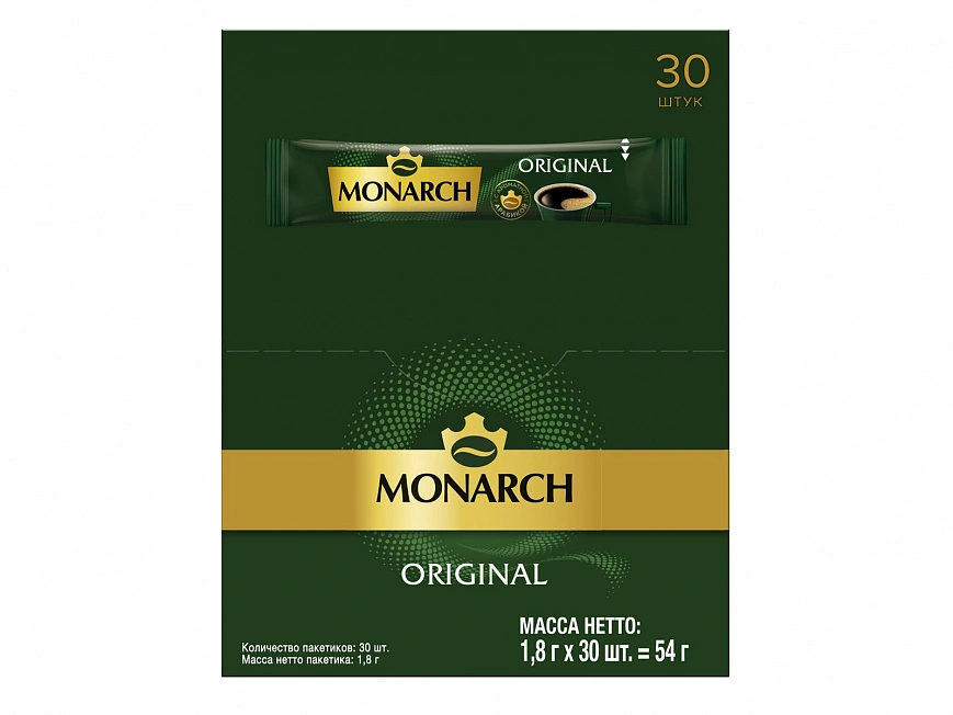 Кофе растворимый в стиках 1,8г "Monarch" (30шт-уп)