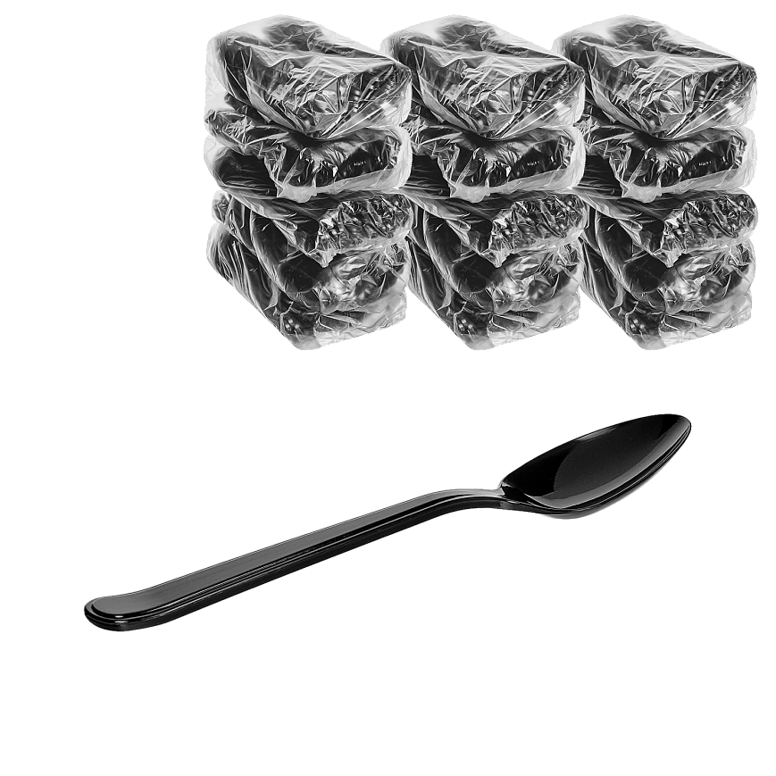 Premium Черная ложка чайная - 50шт пластиковая (30уп*кор)