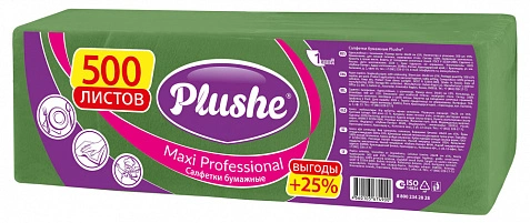 Салфетки 24х24 1сл зеленые 500л "Plushe" /4шт/