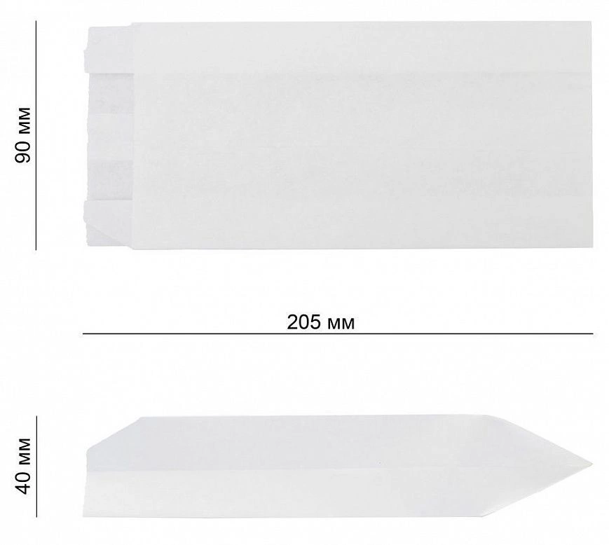 Пакет бумажный без ручек с V-образным дном Белый 90х40х205 "ТП" (1600шт) 11-18-1