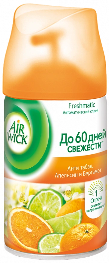 Сменный баллон "Airwick" Апельсин и Бергамот "Антитабак" 250мл (6шт-уп)
