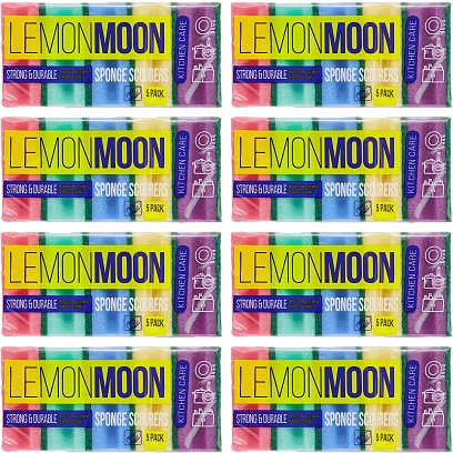 Губка пл.650 ФРЕЗА Желтая EL с Фиолетовом с абразивом /96х64х42/ "Lemon Moon" 5шт (72шт-уп) 
