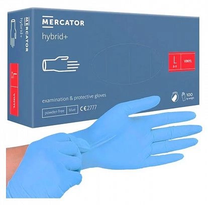 Перчатки Hybrid+ голубые "Mercator" - L (50пар) 