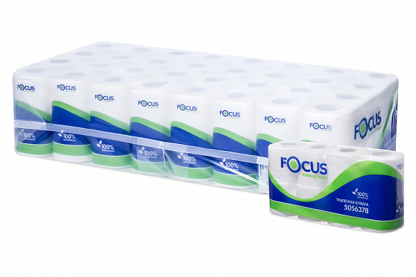 FOCUS Туалетная бумага  2сл 16,2м - [64шт] ярко-белая, эконом 