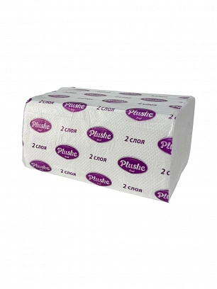 Plushe полотенца бумажные V слож. 2сл 200л - [12шт] ОМ, лист 22х22см 