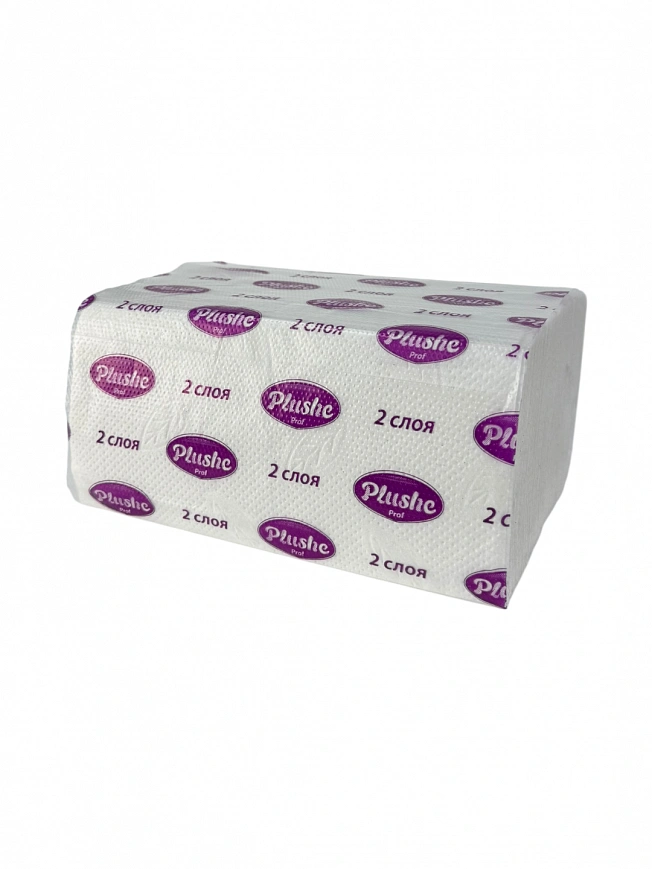 Plushe полотенца бумажные V слож. 2сл 200л - [12шт] ОМ, лист 22х22см 
