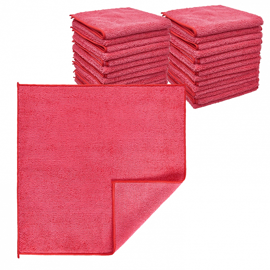 Микрофибра 40х40 - оверлок Красная 280гр (90шт*кор)