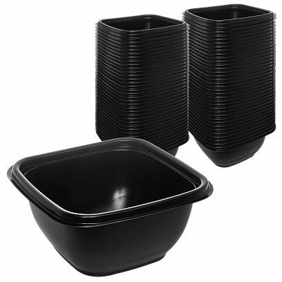 К-1212 Контейнер черный 500мл - 50шт квадратный (10уп*кор) 