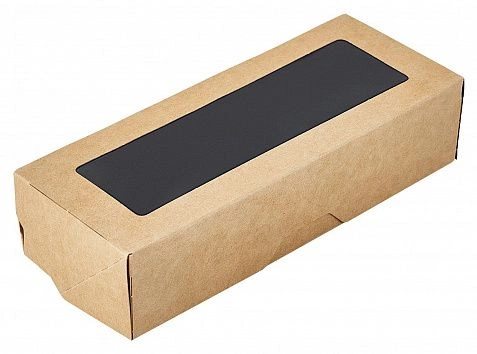 "1Земля" Коробка для еды с окном  500мл /70х170х40мм/ Черный 25шт (14шт-уп)
