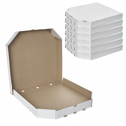 Коробка для пиццы 30х30 - [100шт] белый / крафт микрогофра