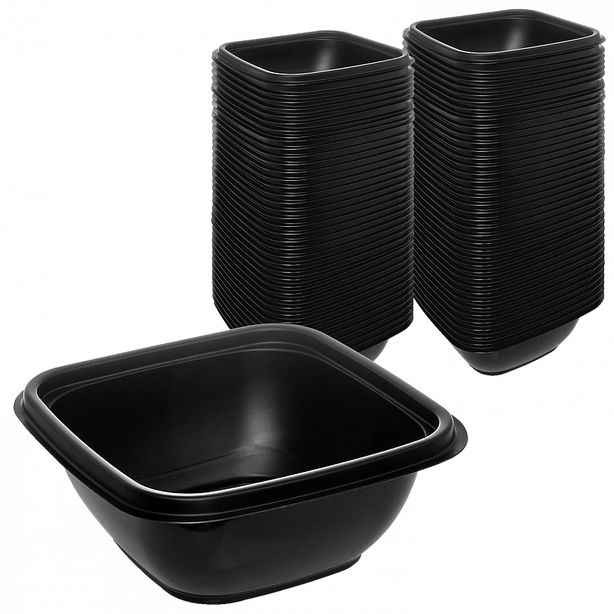 К-1212 Контейнер черный 375мл - 50шт квадратный (10уп*кор)