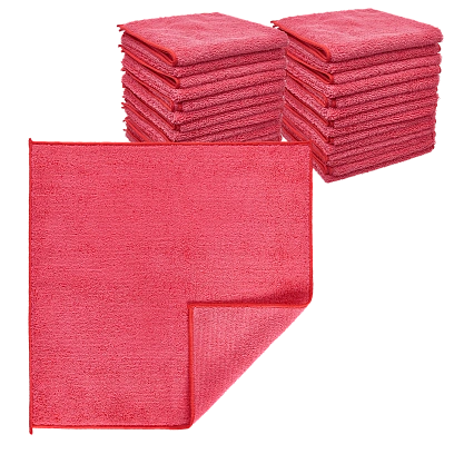 Микрофибра 40х40 - оверлок Красная 280гр (90шт*кор)