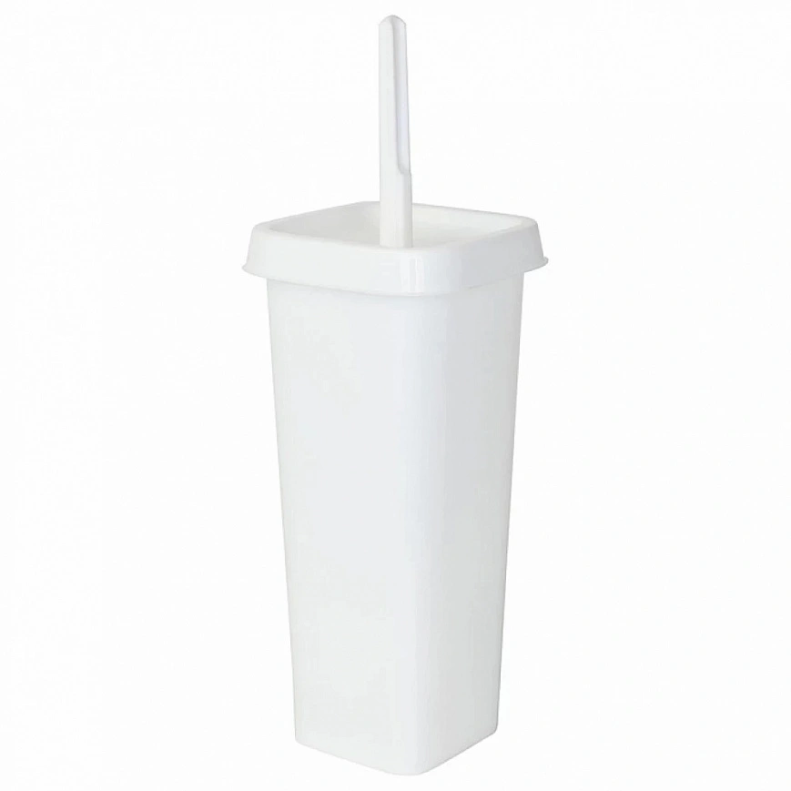 Подставка + Ерш - Белый, закрытый, пластиковый (8шт*кор)